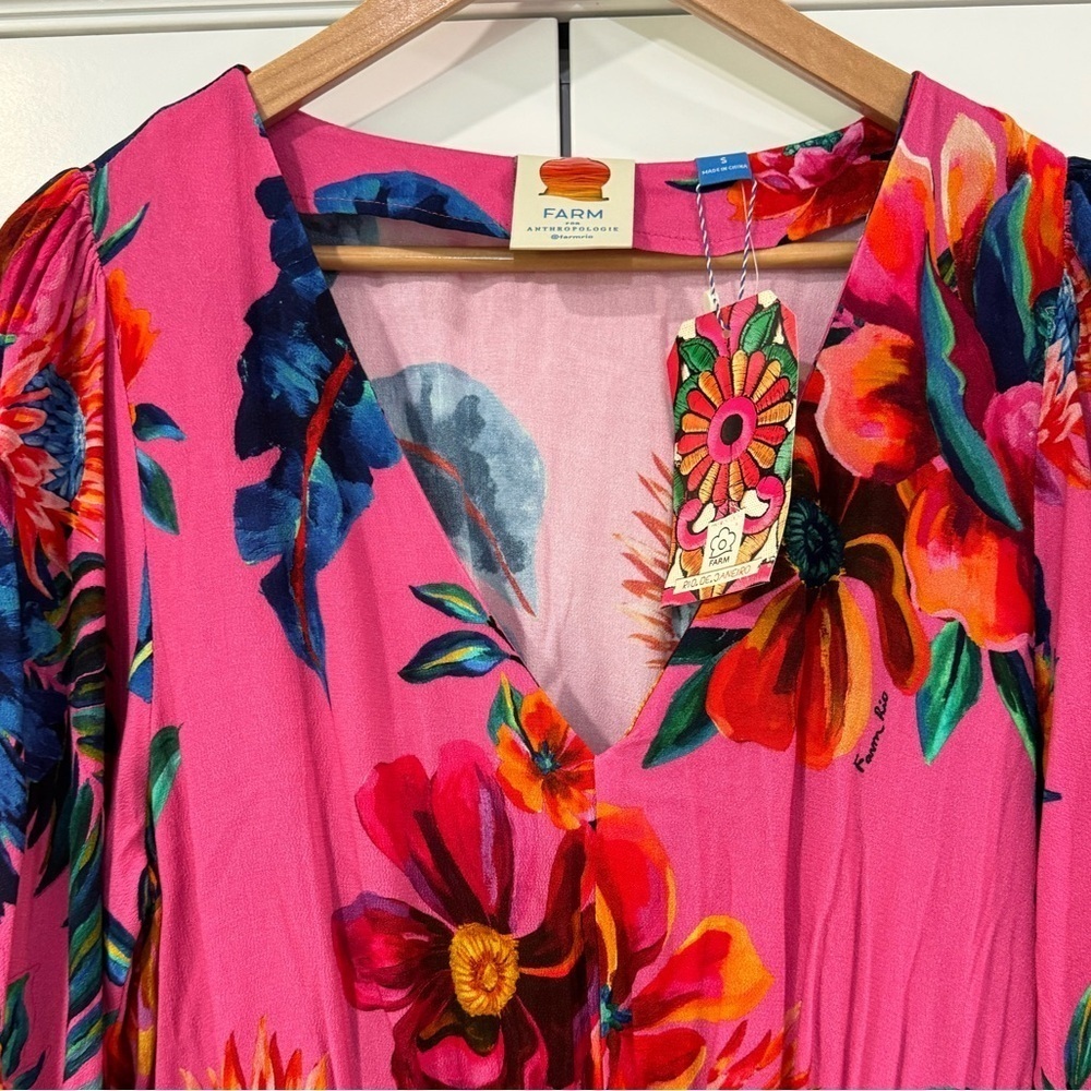 FARM RIO Long Sleeve Printed Midi Dress - Size Small - NWT - Picture 5 of 8